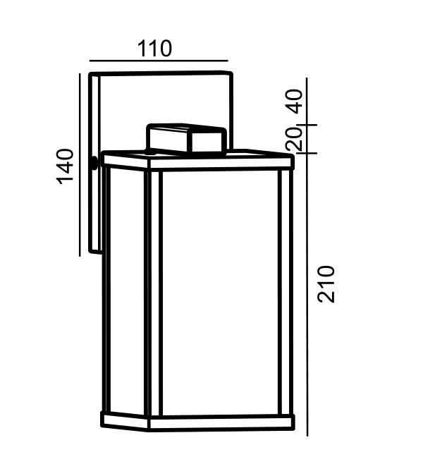چراغ دیواری القایی کنترل نور شیشه ای چهار طرفه HR60722S چراغ دیواری القایی کنترل نور شیشه ای چهار طرفه HR60722S
